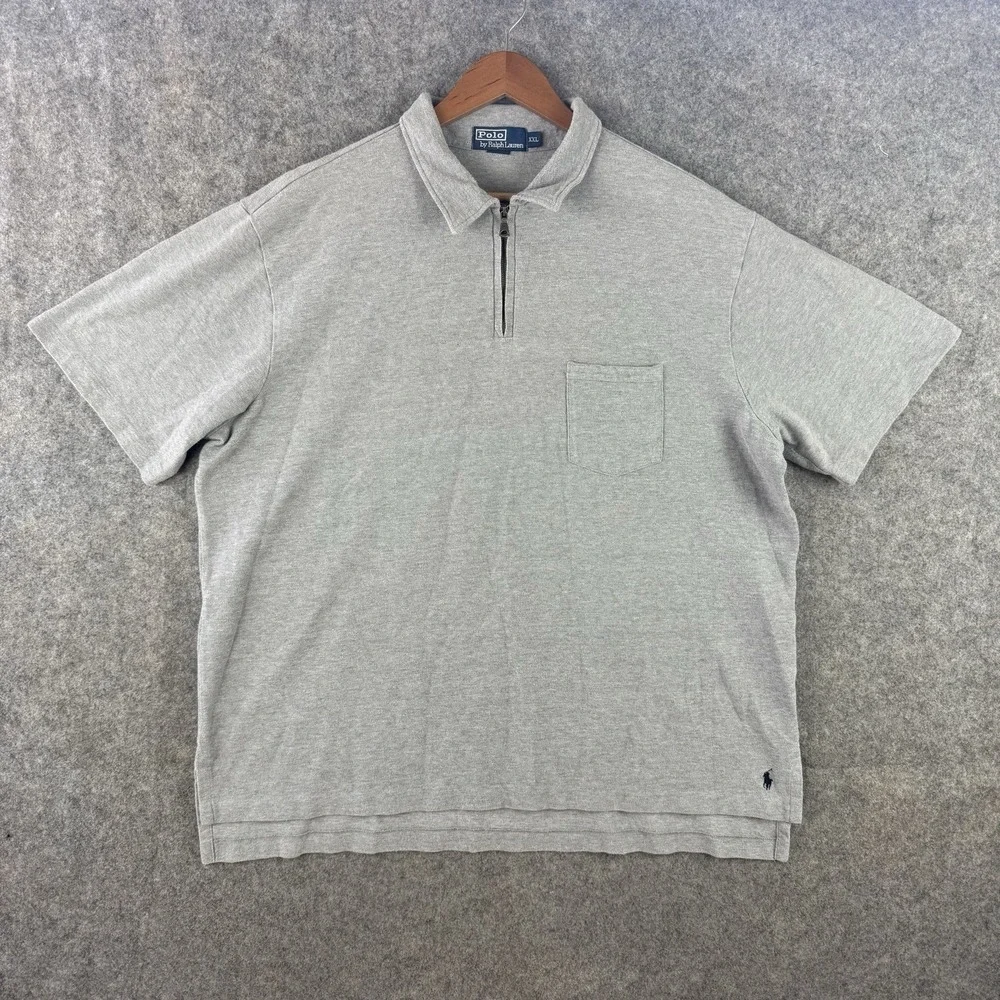 Polo Ralph Lauren Polo Shirt Mens XXL Gray 1/4 Zip Pony Logo